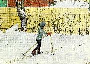 Carl Larsson falugarden-esbjorn pa skidor painting